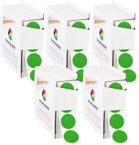 Vista 26 de ChromaLabel Puntos adhesivos extraíbles, 3/4 pulgadas amarillo, 1000/caja