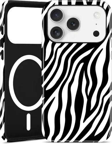 Vista 45 de Jusy Funda magnética Zebra para iPhone XR, color negro