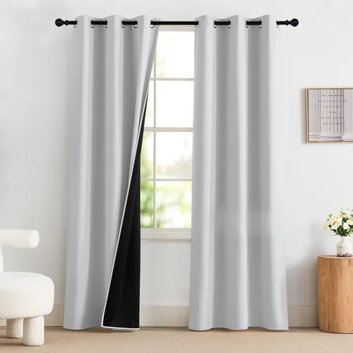 Vista 95 de NICETOWN Cortinas 100% Opacas Cortas de 36 Pulgadas de Largo para Dormitorio, Privacidad Aislamiento Térmico con Ojales Cortinas de Ventana