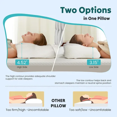 Vista 4 de Almohada cervical para el cuello, almohada de contorno de espuma