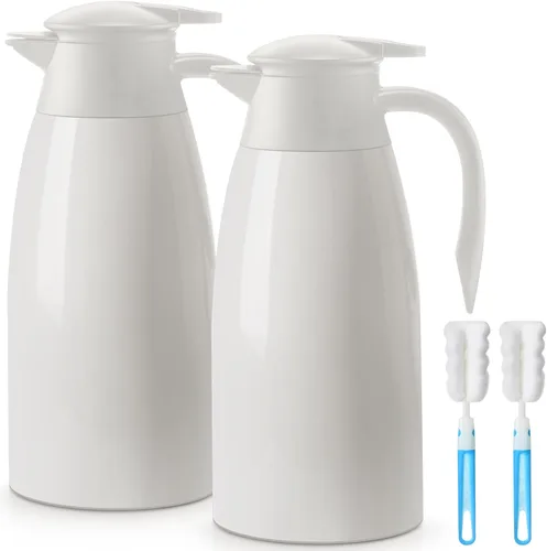Vista 16 de Norme 2 jarras térmicas de café de acero inoxidable aisladas para líquidos calientes, dispensador térmico de jarra con cepillos para mantener