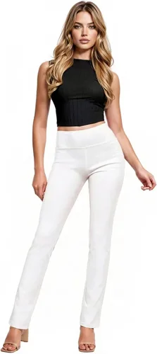 Vista 7 de Hybrid & Company - Pantalones de oficina Millennium ajustados con corte para bota para mujer 10768-negroblanco