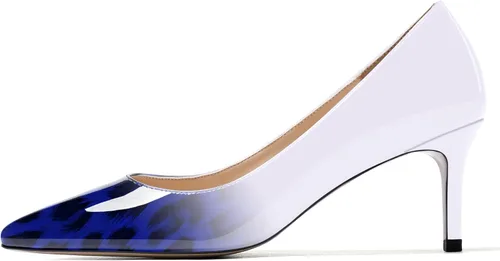 Vista 2 de WAYDERNS Zapatos de tacón medio de charol sólido para mujer, con puntera puntiaguda, 2.5 pulgadas