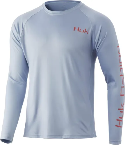 Vista 10 de HUK Camiseta de pesca de manga larga con protección solar para hombre Vc Pursuit Pescado de hueso - Glaciar