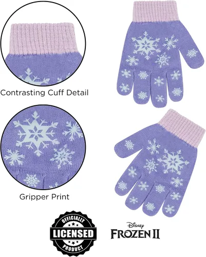 Vista 5 de Disney Conjunto de sombrero de invierno Frozen para niñas y guantes para niños gorro Elsa y Anna para edades de 4 a 7 años