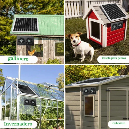 Vista 7 de blessny Kit de ventilador solar resistente a la intemperie 2 para entrada