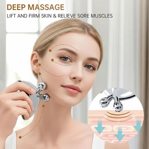Vista 3 de Herramientas faciales Gua Sha de acero inoxidable, rodillo facial de mariposa 3D para mujeres, herramienta de guasha 2 en 1 para apretar la piel