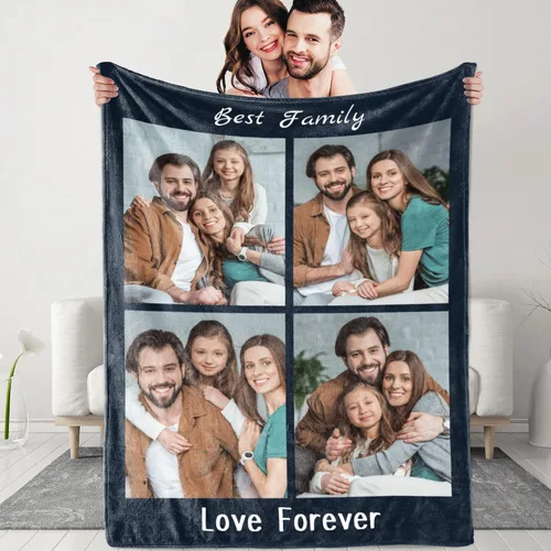 Vista 15 de Mantas personalizadas con fotos y texto, manta personalizada con imágenes, para memoria familiar, cumpleaños, Halloween, Navidad, Día del Padre, 30