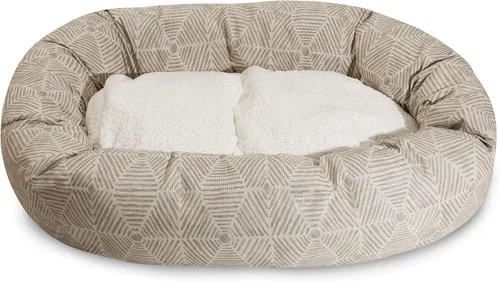 Vista 2 de Majestic Pet Cama tipo bagel de sherpa metálica beige Charlie de 24 pulgadas