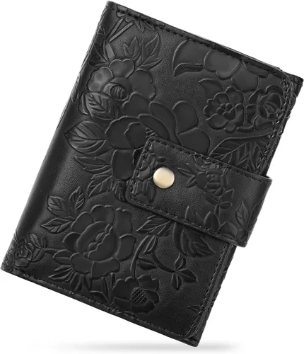 Vista 8 de SENDEFN Billeteras para mujer, billetera triple para mujer, tarjetero para tarjetas de crédito, bolsillo para monedas con ventana de identificación