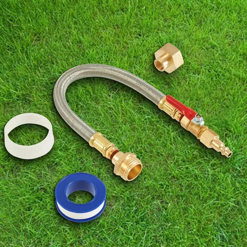 Vista 4 de Kit de invierno RV Adaptador de soplado de aspersor con válvula de cierre y enchufe industrial de 1/4 pulgadas, compresor de aire, conector