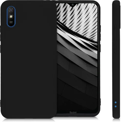 Vista 5 de kwmobile Funda compatible con Xiaomi Redmi 9A / 9AT - Funda protectora de silicona TPU suave y delgada - Negro mate