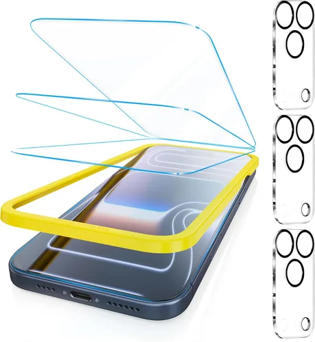 Vista 15 de Fotbor [Paquete de 3 + 3 protectores de pantalla para iPhone Air, antiluz azul, [protección ocular] 9H+ vidrio templado con protector de lente