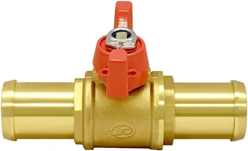 Vista 8 de Válvula de cierre de latón Válvula de bola de púa de manguera de 1" para aire de combustible de agua Interruptor rojo con resistencia da alta