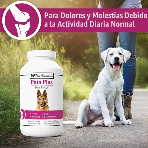 Vista 3 de Vet Classics Pain Plus Suplemento extra fuerte para perros - 120 tabletas