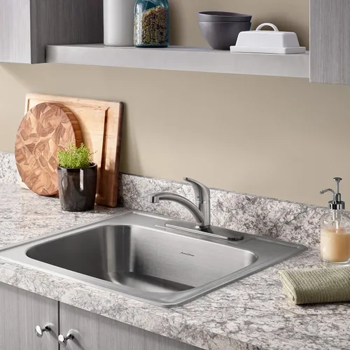 Vista 5 de American Standard 22SB.6252283S.075 Colony Top Mount Ada 25x22 Solo Tazón Acero Inoxidable 3 Agujeros Fregadero de Cocina