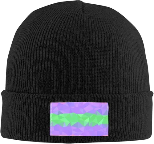 Vista 2 de Trigender Pride Flag LGBTQ Thickened Warm High Elastic Knitted Woolen Hat African Style with Stylish Personality Print Black