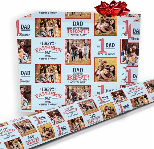Vista 12 de COLORSFORU Papel de regalo personalizado de feliz cumpleaños con foto de nombre: fabricado en EE. UU., rollo de papel de regalo personalizado, papel