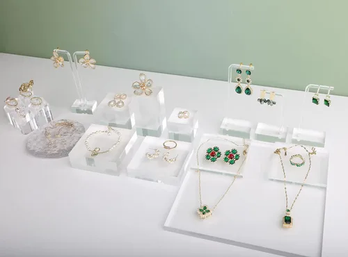 Vista 5 de GemeShou 1 unidad de joyería para fotos expositor de acrílico transparente para anillos aretes pulseras collares accesorios armario exhibición