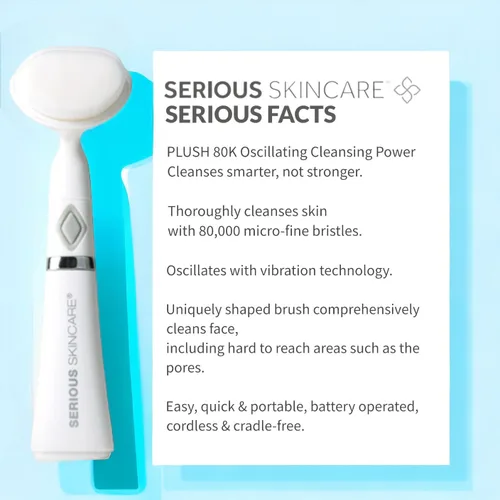 Vista 3 de Serious Skincare Limpiador facial glicólico de 12 onzas + herramienta de limpieza de cepillo facial oscilante, fórmula cremosa de limpieza profunda