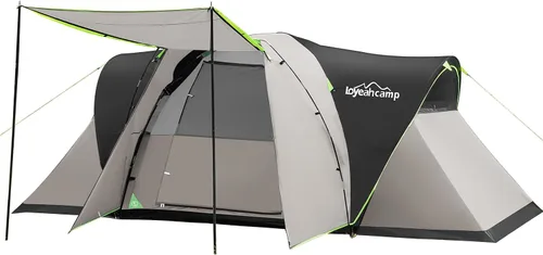 Vista 10 de LOYEAHCAMP Tienda de campaña de 8 personas con cúpula extendida más grande con 3 habitaciones, tienda de campaña familiar impermeable