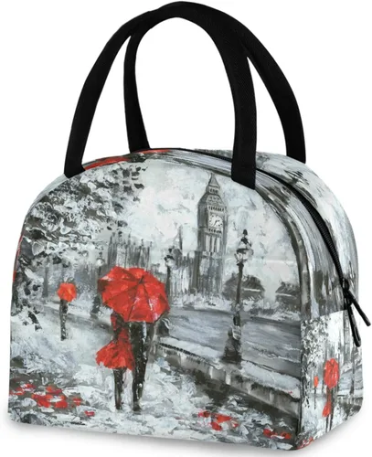 Vista 28 de Bolsa de almuerzo reutilizable para Halloween, colores arcoíris, murciélagos, estrellas, bolsa térmica aislada para el regreso a la escuela