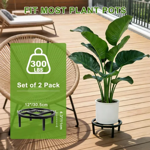 Vista 4 de Soporte de metal para plantas para interiores y exteriores, elevador de plantas resistente, soporte resistente para macetas bajo, soportes