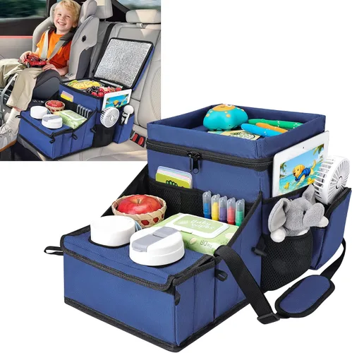 Vista 10 de COOLBEBE Organizador de asiento de automóvil, organizador de asiento trasero de automóvil con portavasos para viajes de niños y adultos, organizador
