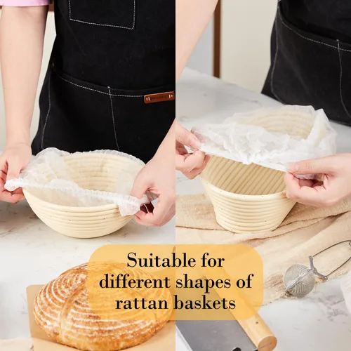 Vista 3 de 100 piezas desechables para cesta de pan, cubiertas de cesta Banneton antiadherentes, herramientas para hornear pan de masa madre, suministros