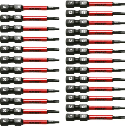 Vista 11 de TMAX Juego de puntas de destornillador de cabeza de estrella T6 Torx de 25 piezas, acero S2 de 6 puntos T-6 puntas de inserción de destornillador