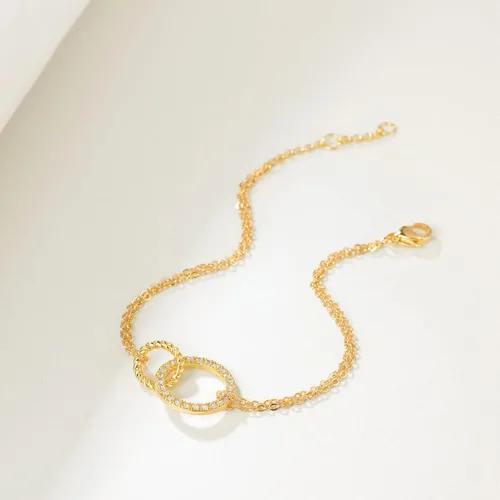 Vista 4 de MEVECCO Pulsera de cadena de oro para mujer, chapada en oro de 18 quilates, pulsera ajustable en capas, delicada pulsera minimalista hecha a mano