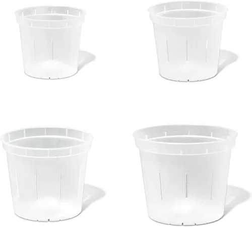 Vista 6 de rePotme Surtido de Cultivadores de Macetas para Orquídeas (4 Macetas Transparentes Ranuradas para Orquídeas - 1 de Cada una de 3, 4, 5, 6 Pulgadas)