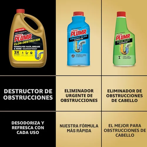 Vista 9 de Clorox Liquid-Plumr Pro-Strength - Destructor de obstrucciones, limpiador de drenaje líquido, 80 onzas líquidas (el paquete puede variar)