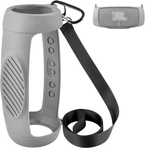 Vista 7 de Funda de silicona para JBL Charge 5, altavoz Bluetooth portátil impermeable, cubierta protectora de gel suave para viajes, funda de goma impermeable