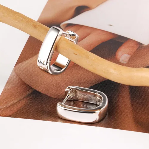Vista 6 de Small Chunky Silver Hoop Earrings for Women Small Gold Hoop Earrings Plateado