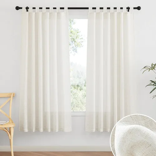 Vista 18 de RYB HOME - Cortinas de lino con textura transparente, 2 paneles