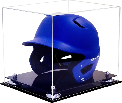 Vista 69 de Better Display Cases Vitrina acrílica para casco de bateo de béisbol con espejo, elevadores rosados, montaje en pared y base de espejo (V22/A012)