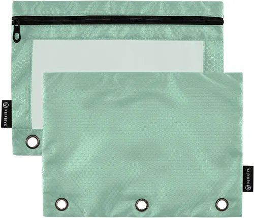 Vista 26 de Gredecor Estuche para lápices con 3 anillos con cremallera negra, paquete de 2 unidades, organizador de carpetas transparentes para ventana escolar
