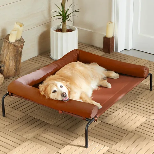 Vista 8 de Cama elevada refrescante para perros grandes – Cuna elevada impermeable con reposacabezas inclinado, malla Teslin transpirable, cama duradera