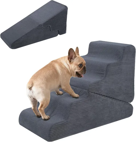 Vista 15 de Rampa para perros para cama, escaleras extra anchas de 20 Beige
