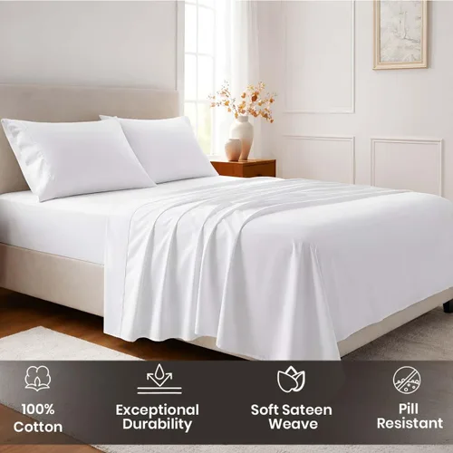 Vista 4 de SGI bedding Sábanas 100% algodón egipcio tamaño individual – Sábanas refrescantes, ropa de cama blanca suave y transpirable, ropa de cama de lujo