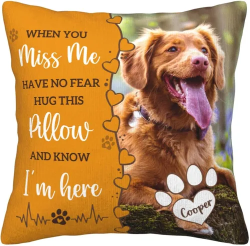 Vista 10 de Almohada Decorativa Conmemorativa Personalizada para Mascotas con Foto, Regalo de Condolencias por Pérdida de Perro/Gato, Regalos de Recuerdo