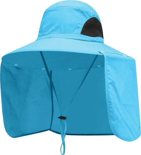 Vista 8 de Sombreros de protección solar para exteriores, gorra de pesca con solapa para el cuello, sombrero de ala grande para exteriores Verde militar