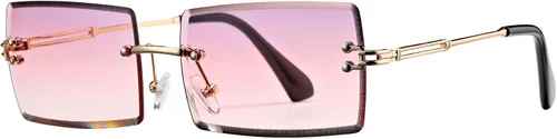 Vista 55 de Gafas de sol rectangulares para hombres/mujeres, gafas de sol pequeñas sin montura cuadrada