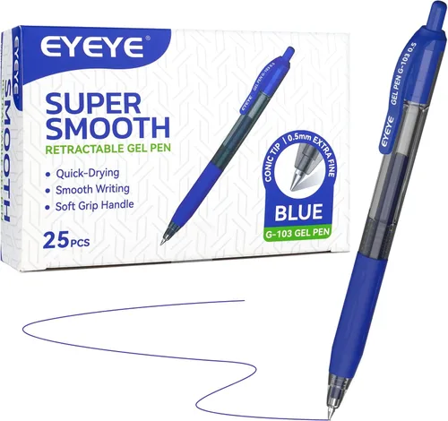 Vista 9 de EYEYE G-103 - Bolígrafos de gel retráctiles de 0.020 in, paquete de 25 bolígrafos de tinta de gel de punta extra fina, secado rápido, bolígrafo