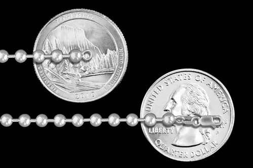 Vista 2 de Cadena de cuentas de bola italiana de plata de ley de 0.118in, 0.157in, 0.197in, 0.236in, 0.315in, 0.394in, 925 Italia, nuevo collar con etiqueta