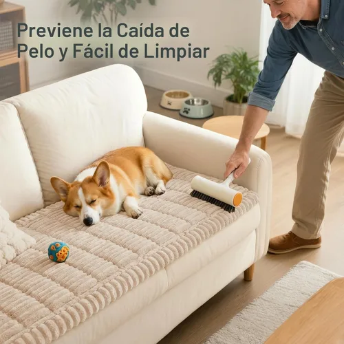 Vista 7 de Smiry - Funda para sofá para perros lavable, fundas para sofá de mascotas no deslizantes y peludas para sofá de 3 cojines, aptas para mascotas