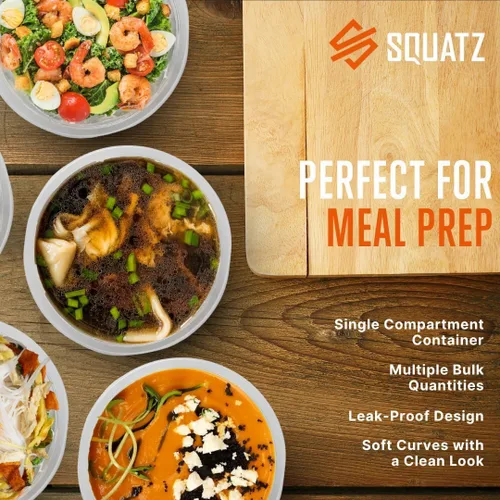Vista 2 de SQUATZ 50 recipientes de alimentos para microondas – Caja translúcida de 16 onzas con tapas, ideal para almacenar sopas, condimentos, salsas