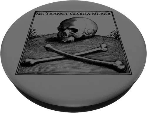 Vista 2 de Sic Transit Gloria Mundi Motto Gothic Skull Death Symbol PopSockets Adhesive PopGrip