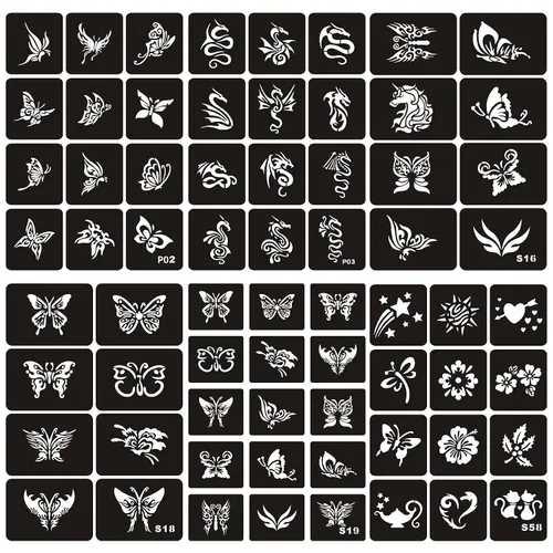Vista 14 de Kotbs 6 hojas de plantillas temporales de tatuaje, 34 piezas de plantillas de tatuajes de henna con patrón de tótem de tigre y lobo, plantillas